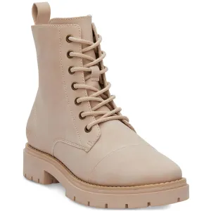 Alaya Womens Faux Leather Ankle Combat & Lace-up Boots