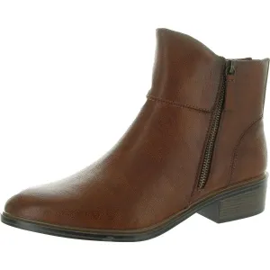 Alna Womens Double Zipper Faux Leather Ankle Boots