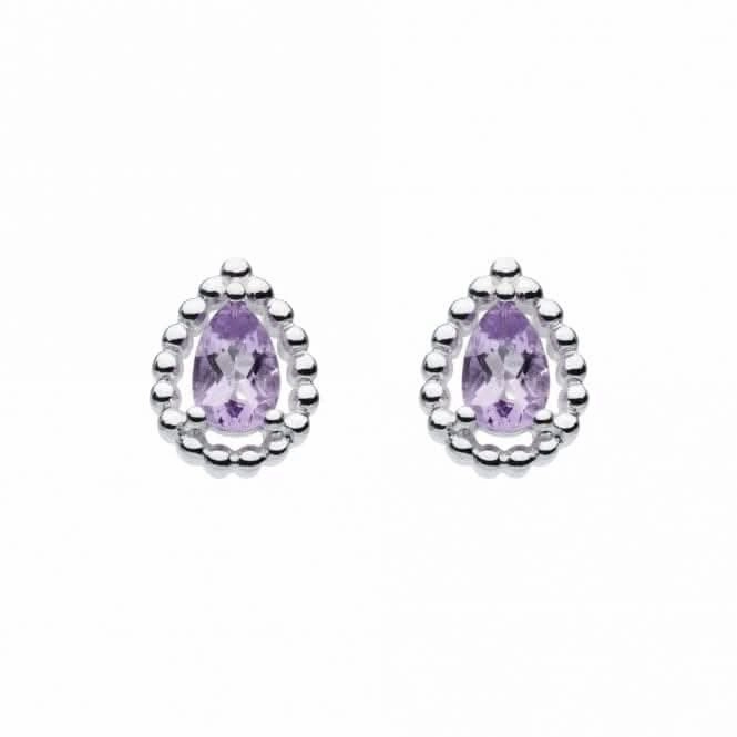 Amethyst Teardrop Bead Stud Earrings 37828AM