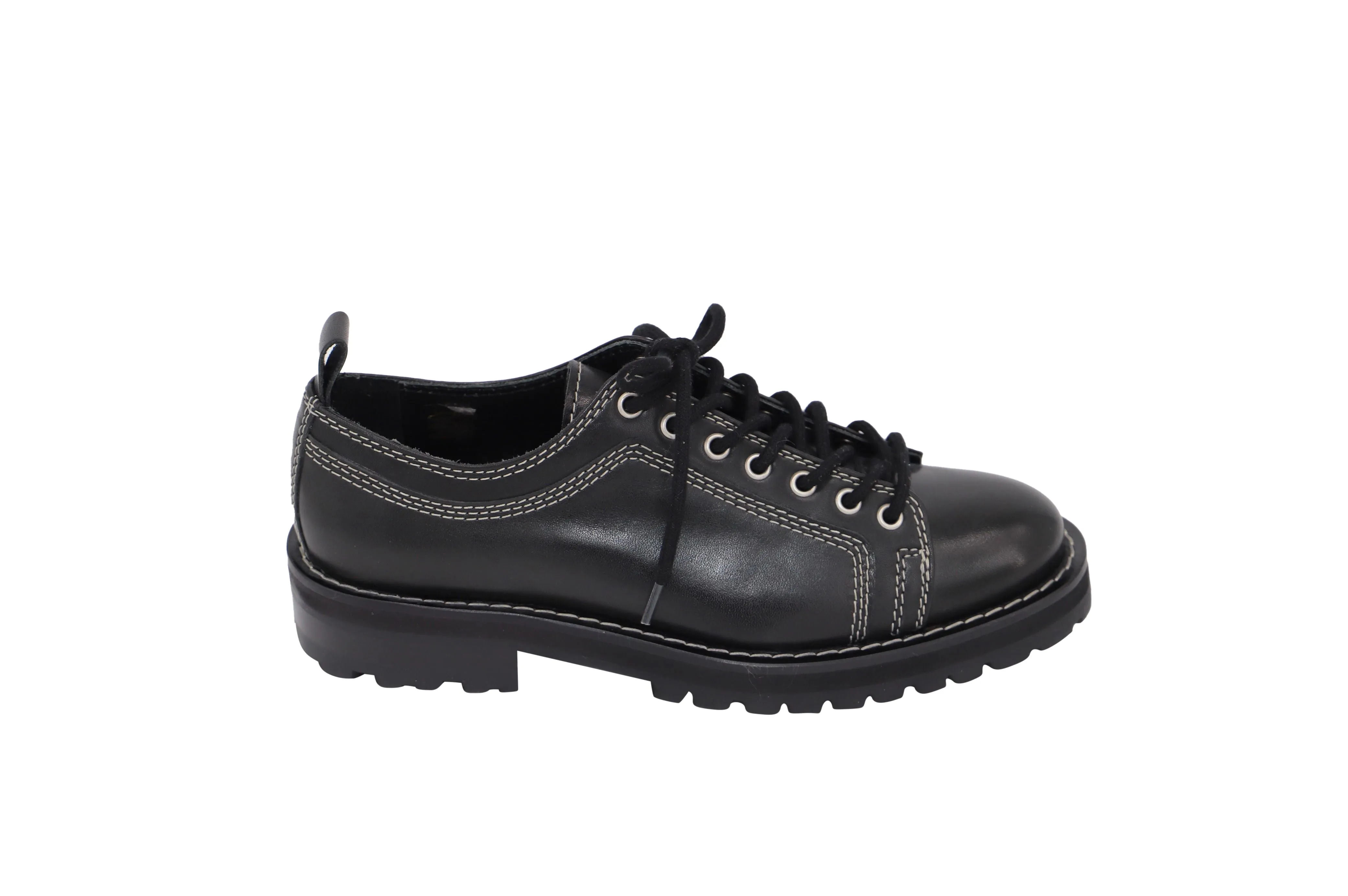AMI Paris contrast stitch Worker Derbys in Black Leather
