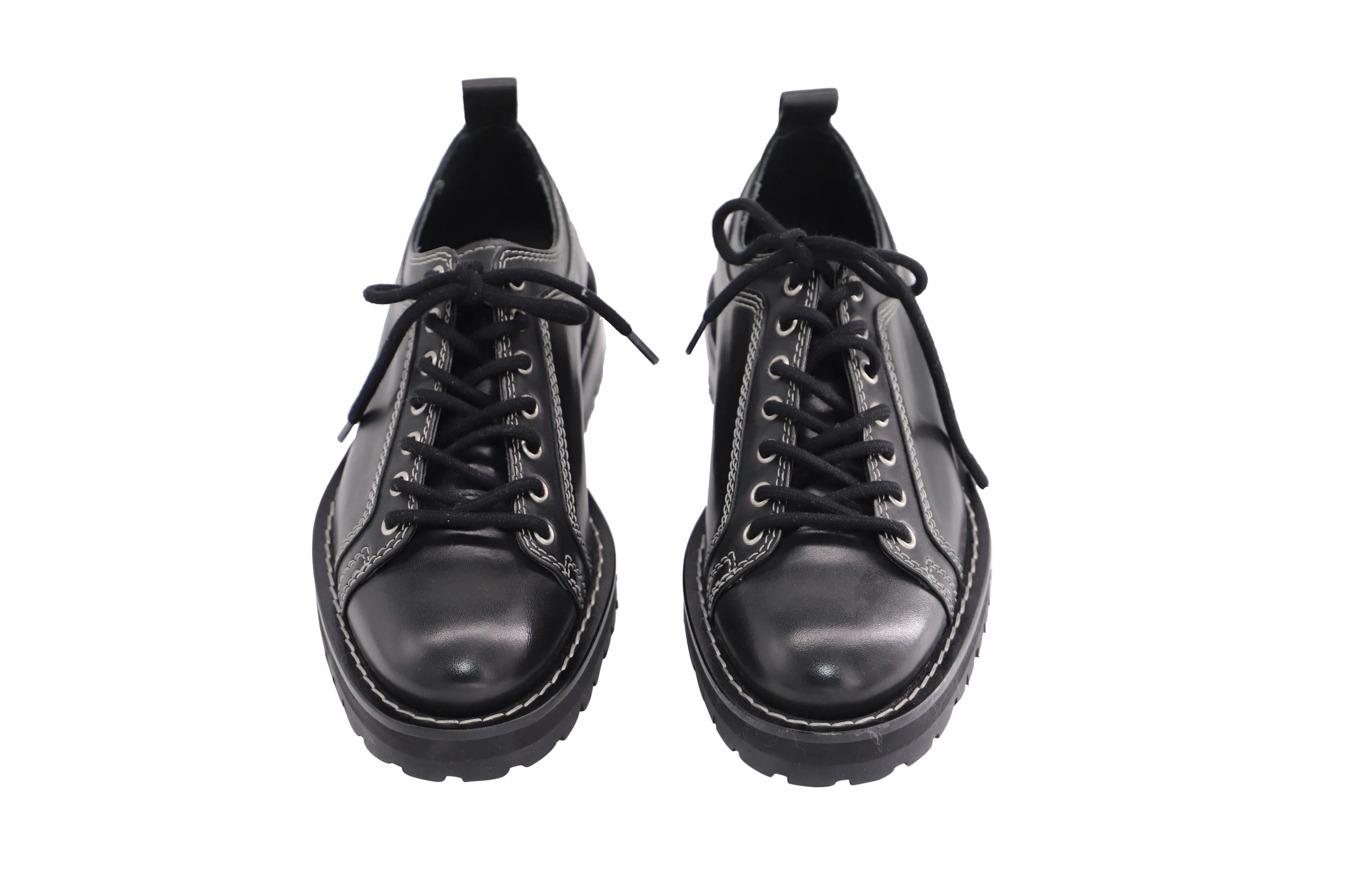 AMI Paris contrast stitch Worker Derbys in Black Leather