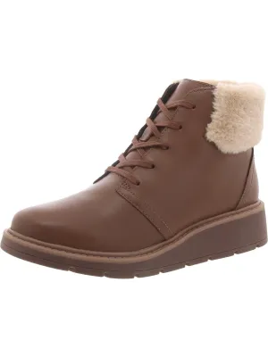 Andie Go Womens Leather Lace Up Ankle Boots