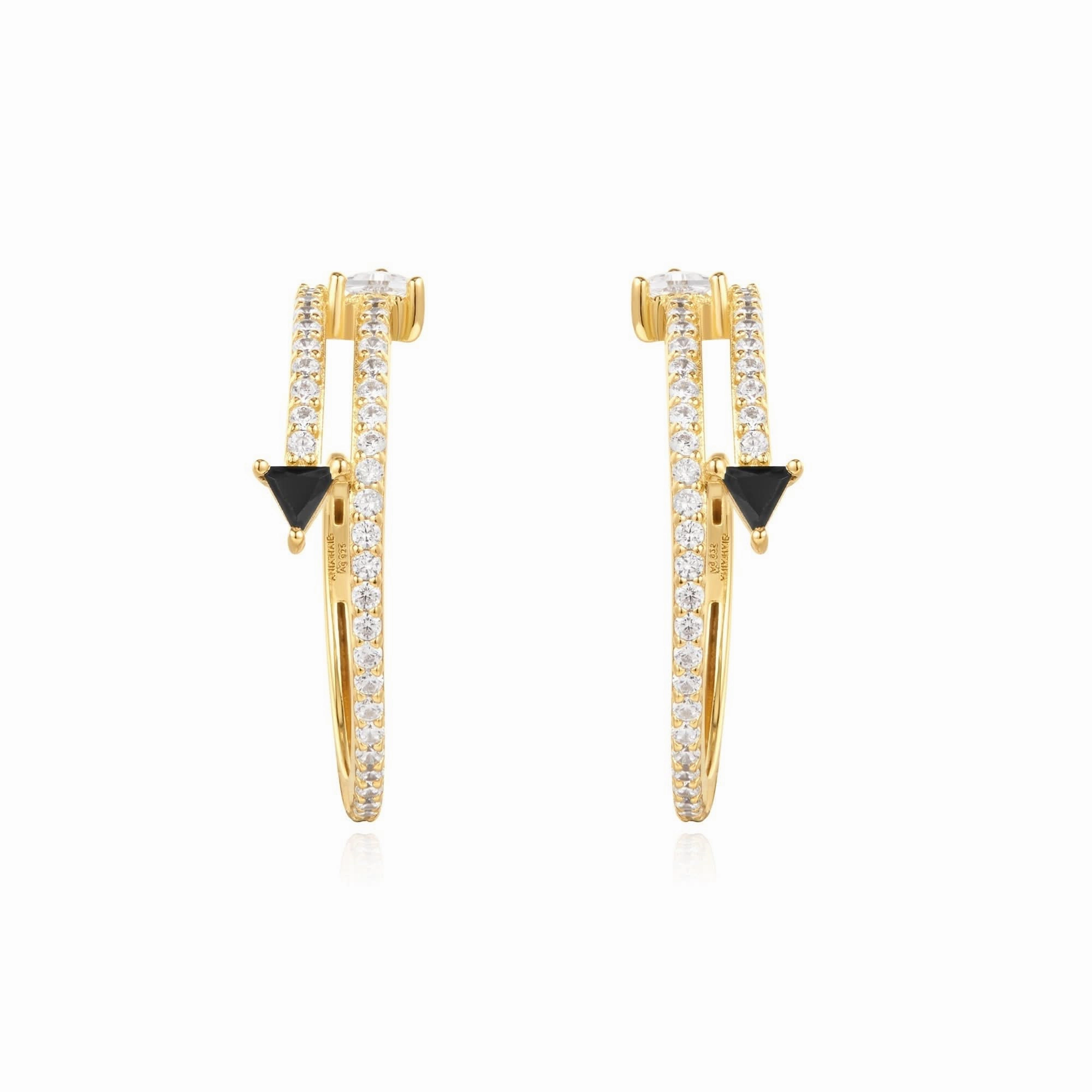 Ania Haie Gold Pave Double Arrow Stud Hoops E059-18G