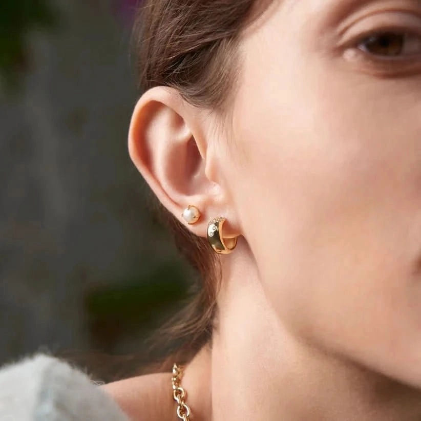 Ania Haie Gold Sparkle Chubby Huggie Hoop Earrings E054-05G