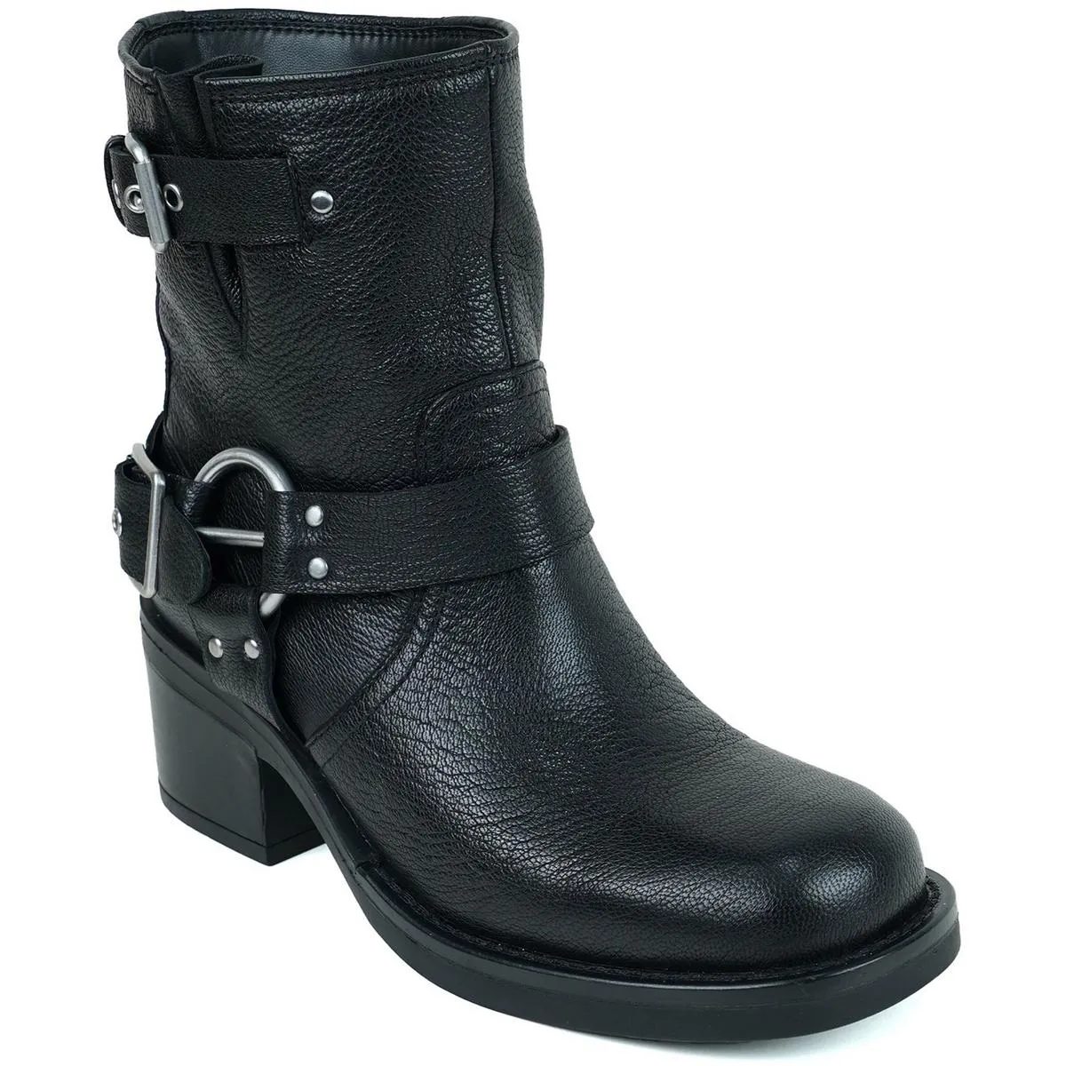 APXJUL24 Womens Buckle Leather Chelsea Boots