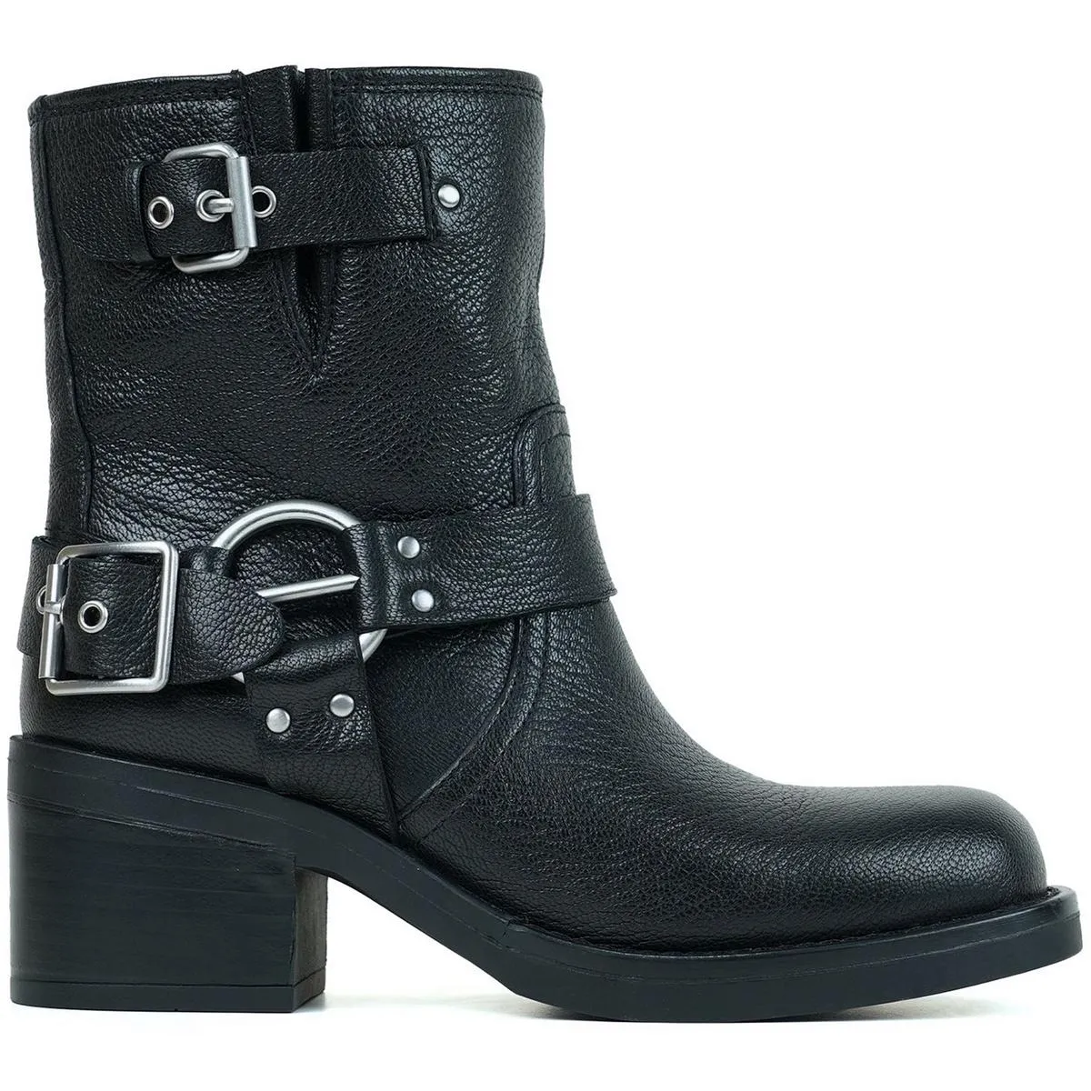 APXJUL24 Womens Buckle Leather Chelsea Boots