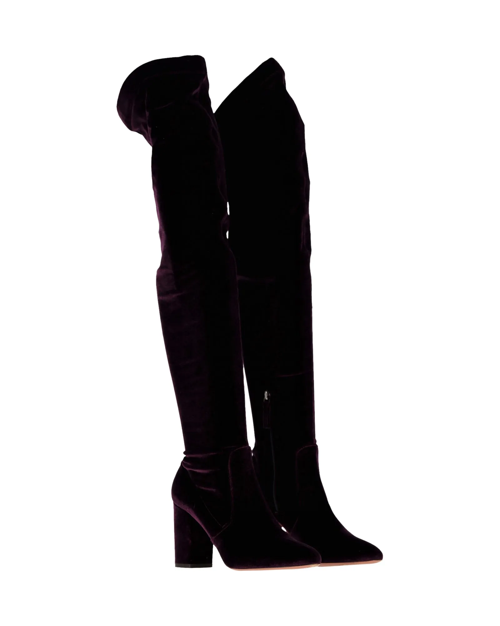 Aquazzura Knee Boots in Violet Velvet