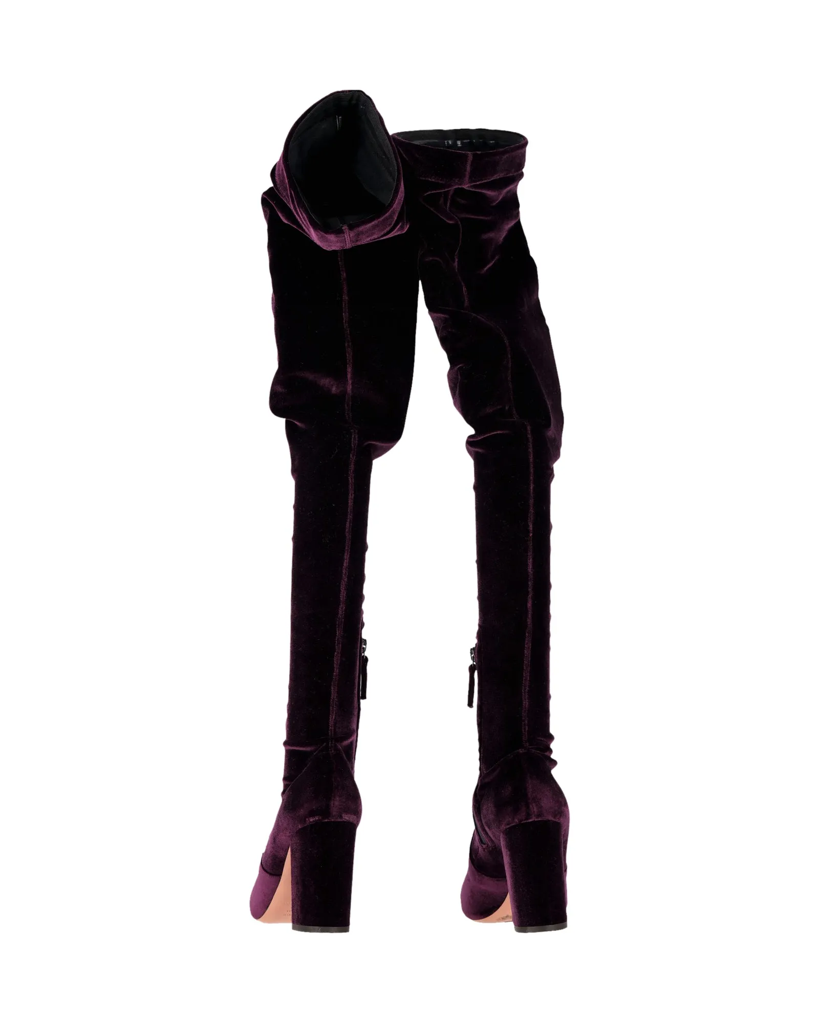 Aquazzura Knee Boots in Violet Velvet