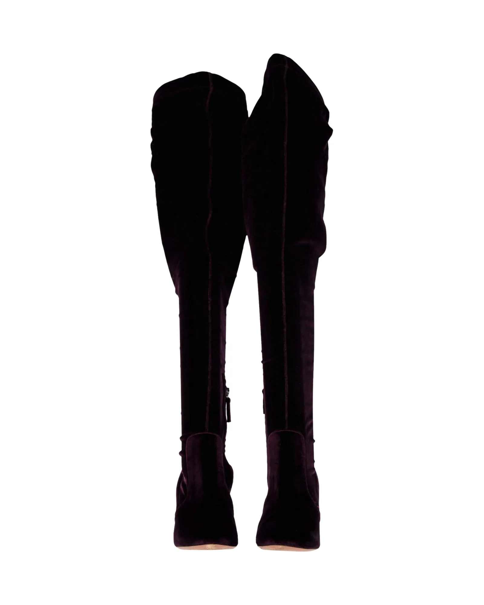 Aquazzura Knee Boots in Violet Velvet