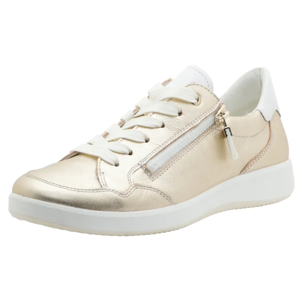 Ara Ramona Platinum/White Metallic Side Zip Sneaker (Women's)