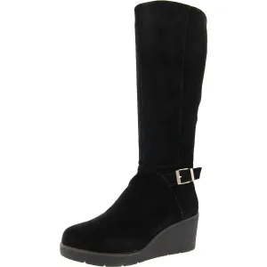 ATLINNA Womens Zipper Leather Knee-High Boots