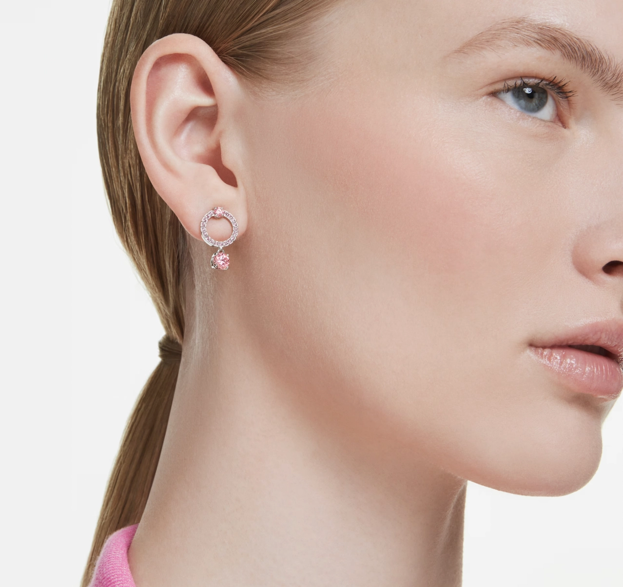 Attract Round Pink Drop Earrings