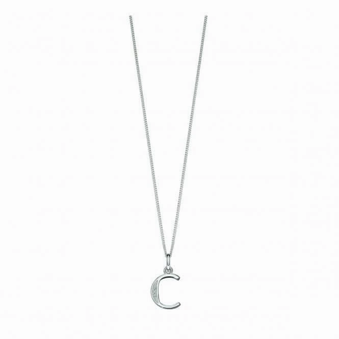 Beginnings Sterling Silver Art Deco Initial C Cubic Zirconia Pendant P4725C