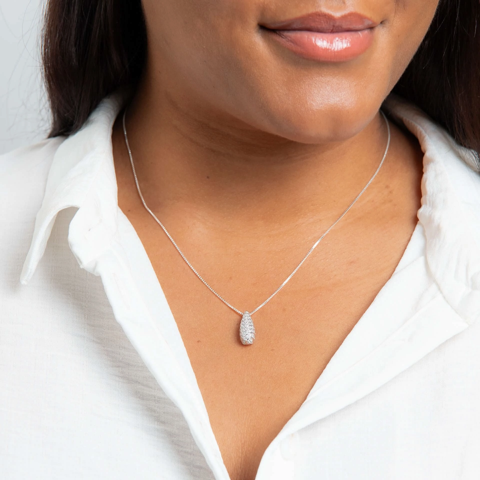 Beginnings Sterling Silver Cubic Zirconia White Pendant P5447C