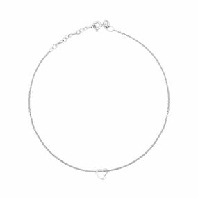 Beginnings Sterling Silver Slip On Heart 23cm Ankle Chain K157