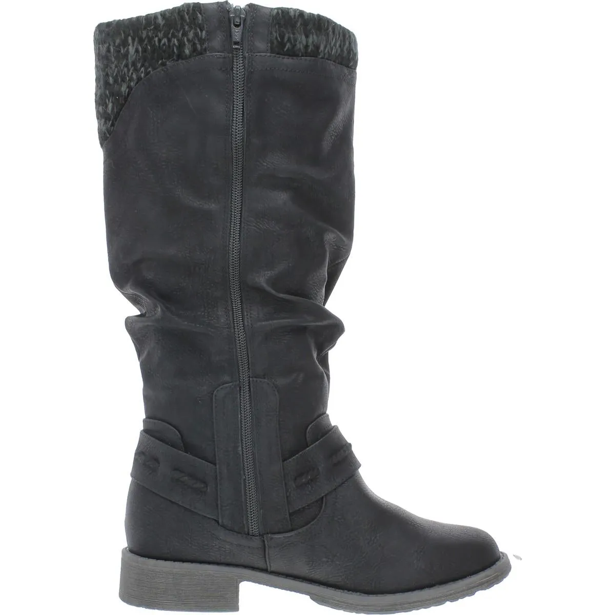 Bianca Briana Womens Faux Leather Zipper Knee-High Boots