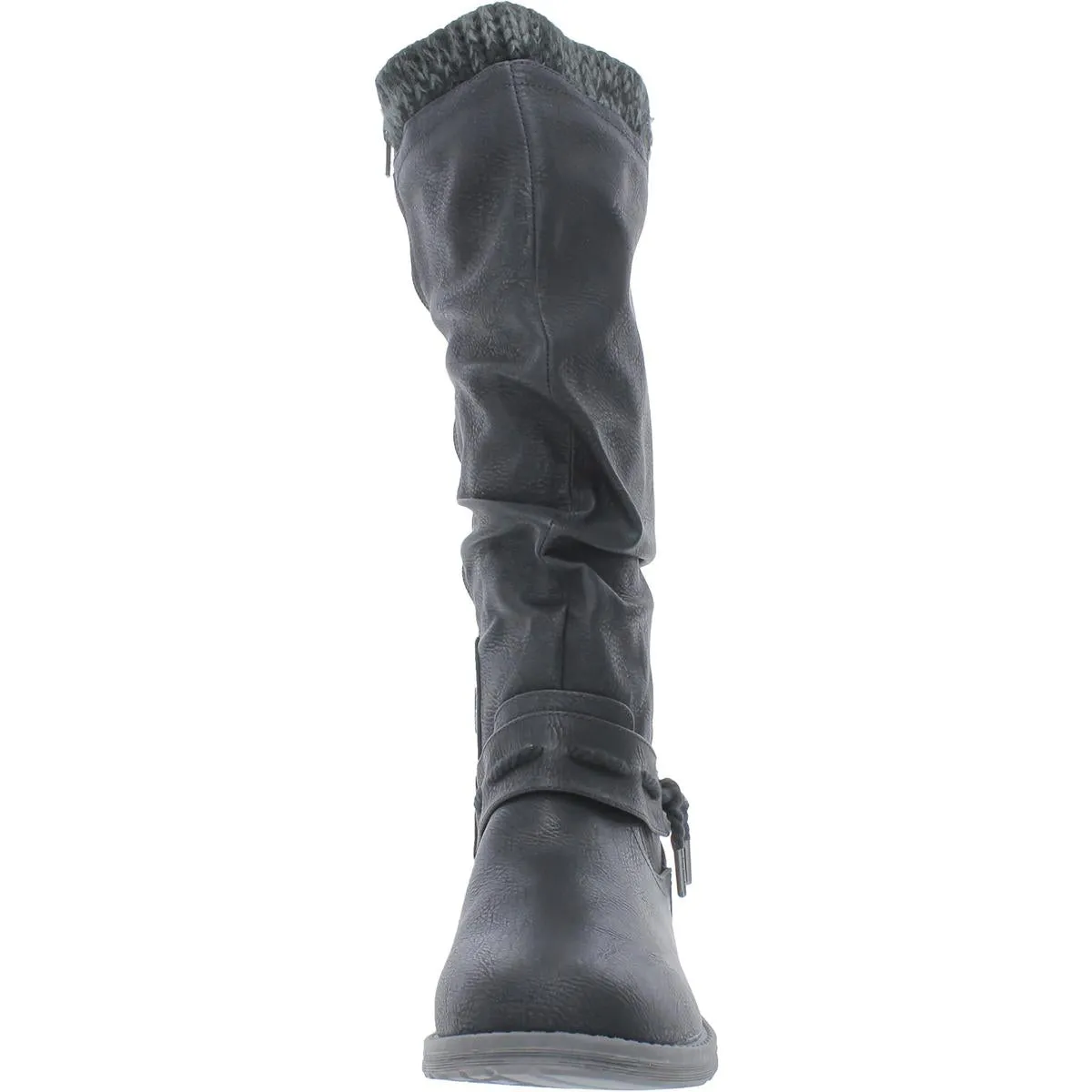 Bianca Briana Womens Faux Leather Zipper Knee-High Boots