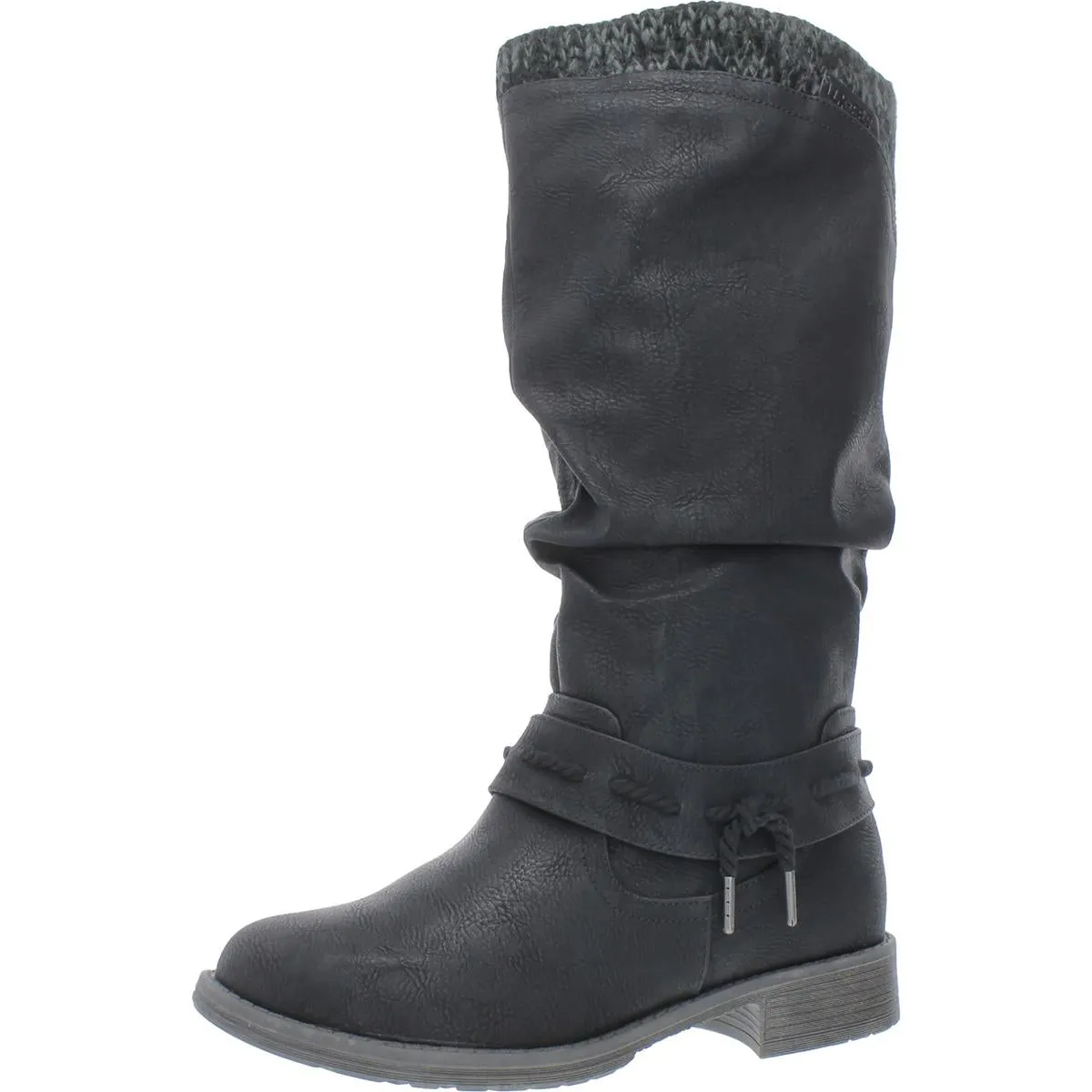 Bianca Briana Womens Faux Leather Zipper Knee-High Boots