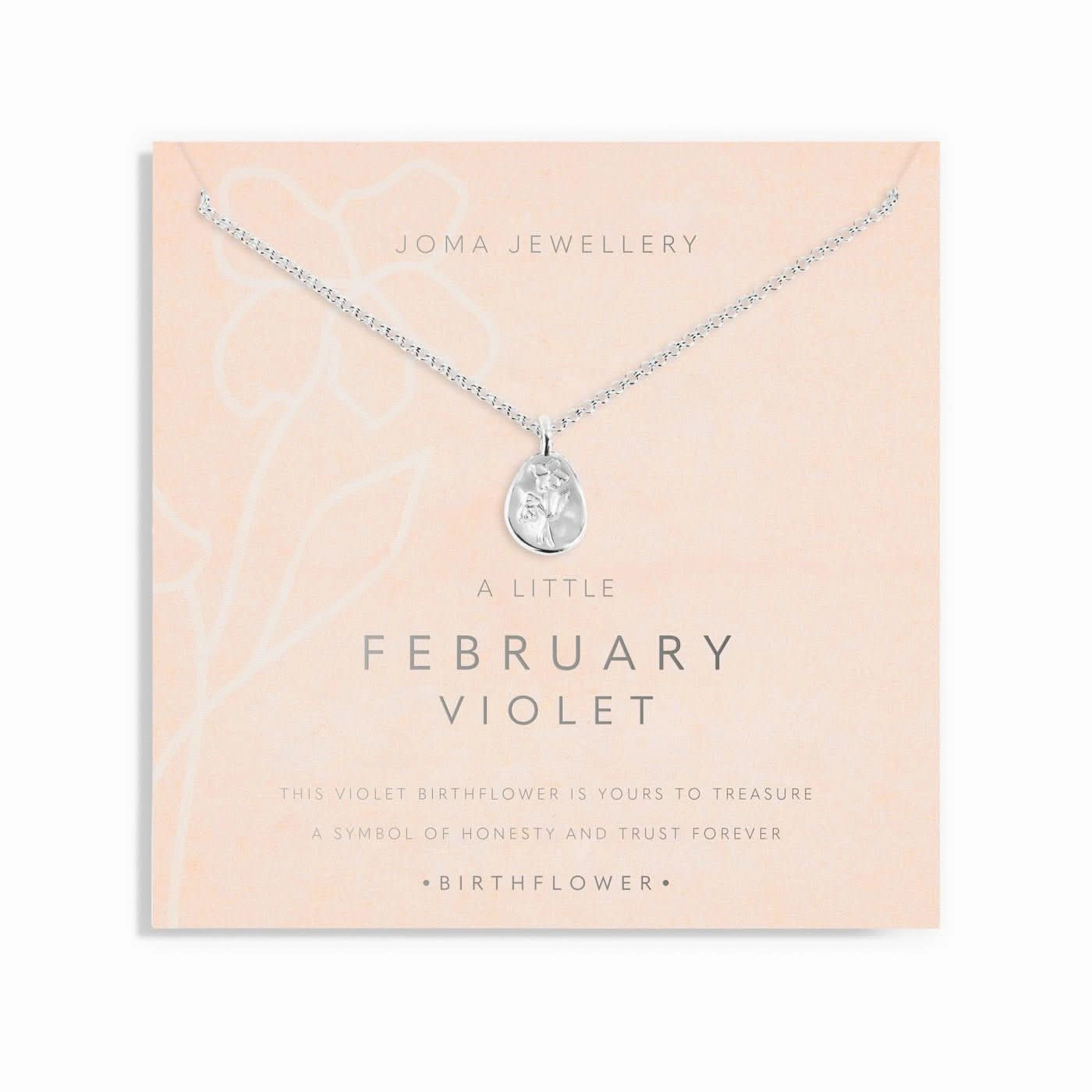 Birth Flower A Little February Violet Silver Plated Necklace 7460