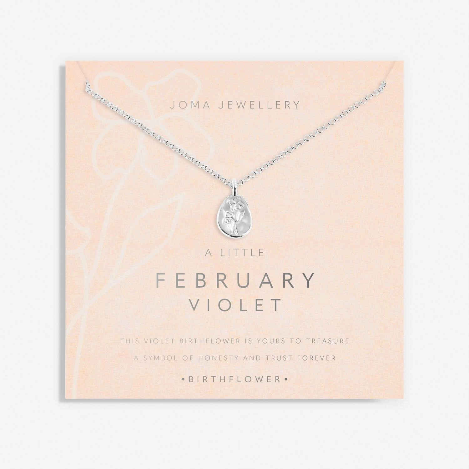 Birth Flower A Little February Violet Silver Plated Necklace 7460