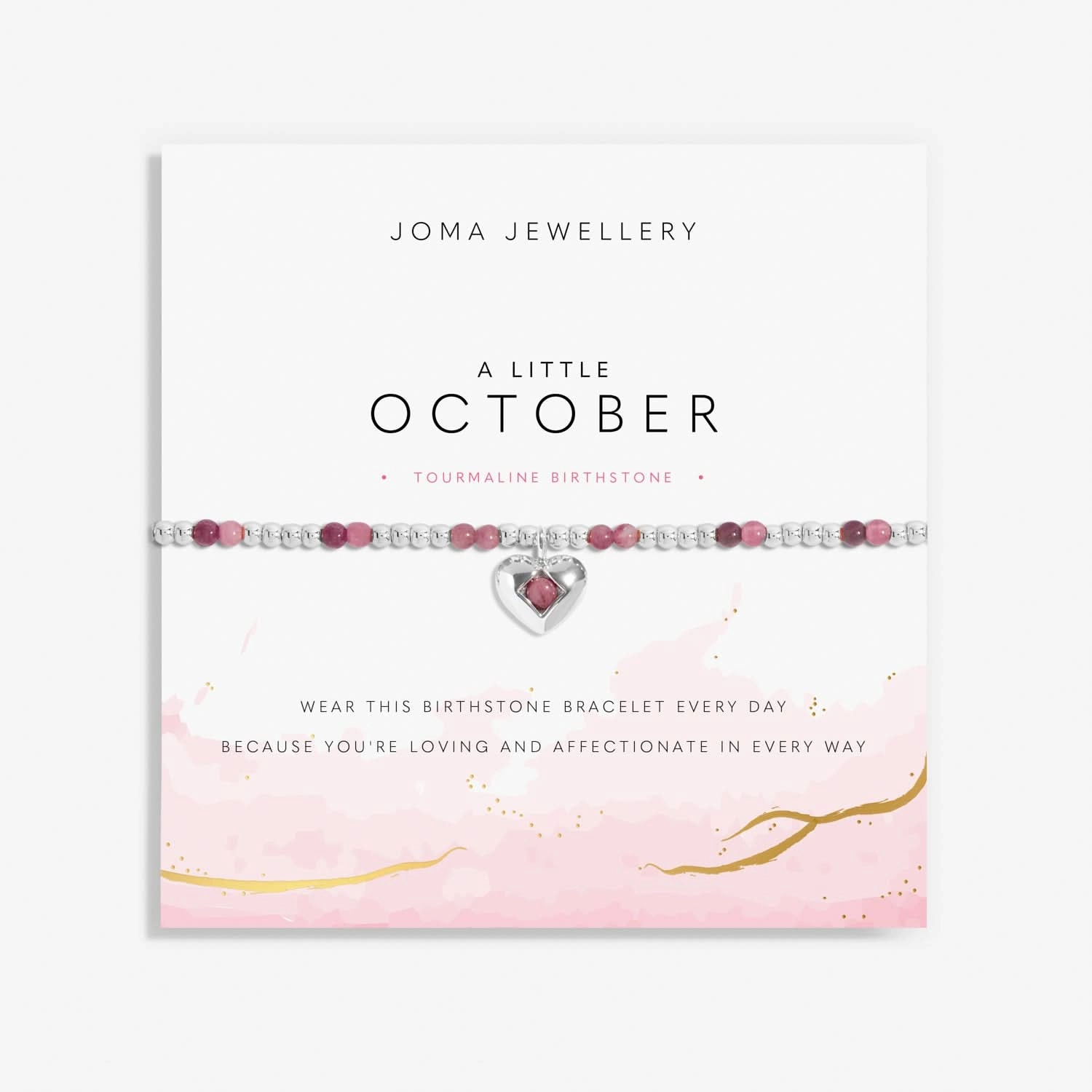 Birthstone A Little October Tourmaline Silver Plated Bracelet 8324