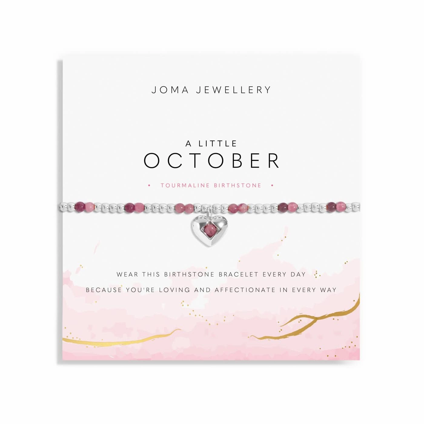 Birthstone A Little October Tourmaline Silver Plated Bracelet 8324