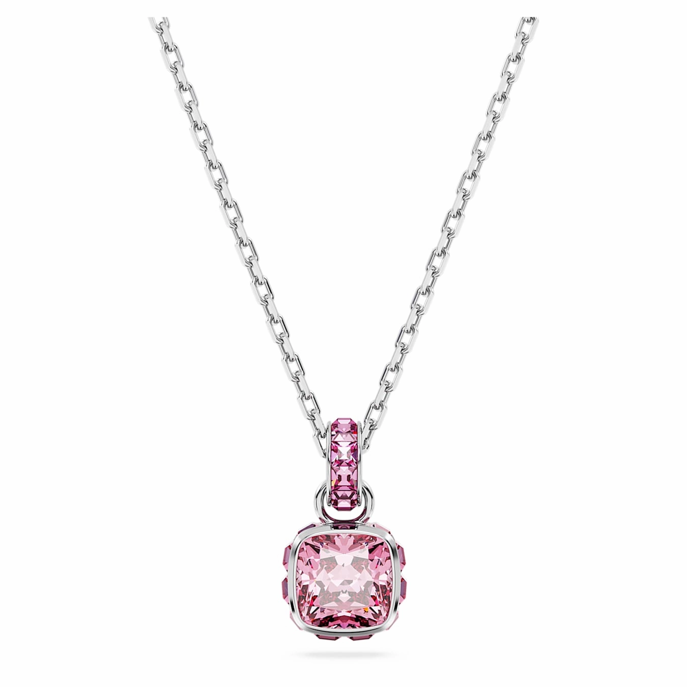 Birthstone October Pink Square - Necklace & Earring