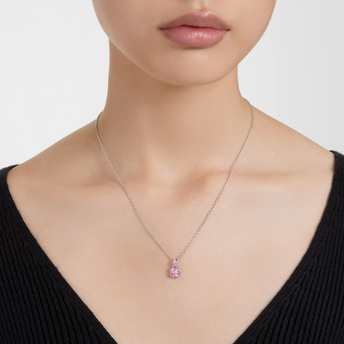 Birthstone October Pink Square - Necklace & Earring