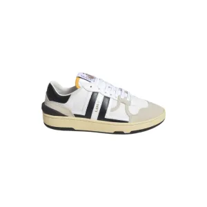 Black And White Leather Clay Low Mesh Sneakers