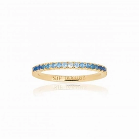 Blue and White Zirconia Ellera Ring SJ-R2869-GBL-YG