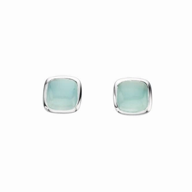 Blue Chalcedony Cushion Stud Earrings 37824BLC
