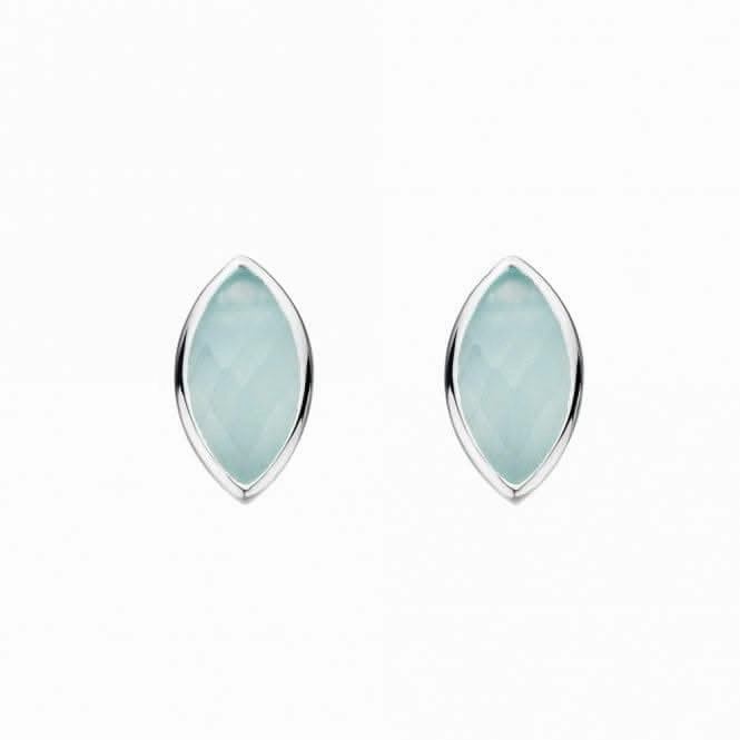 Blue Chalcedony Oval Stud Earrings 37820BLC