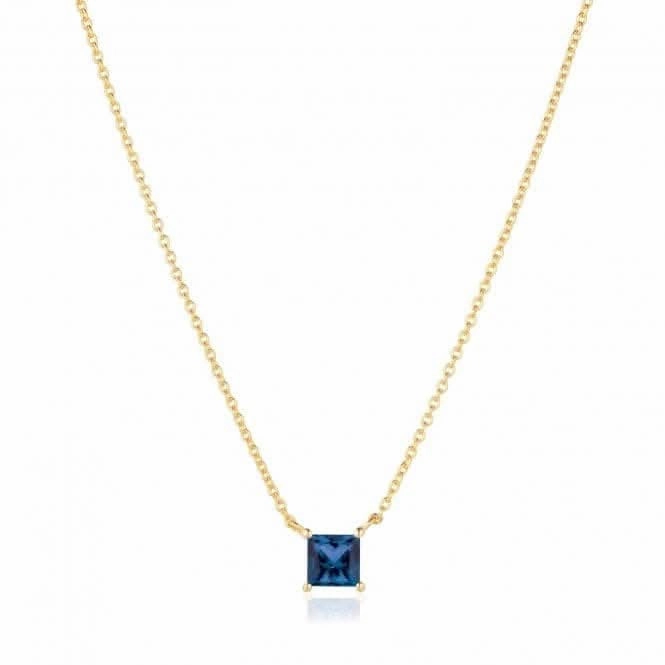 Blue Zirconia Ellera Quadrato Necklace SJ-N42279-BLCZ-YG