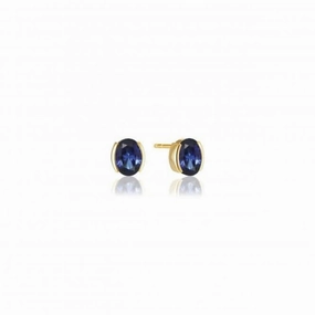 Blue Zirconia Ellisse Carezza Earrings SJ-E2350-BLCZ-YG