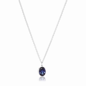 Blue Zirconia Ellisse Carezza Necklace SJ-N2353-BLCZ
