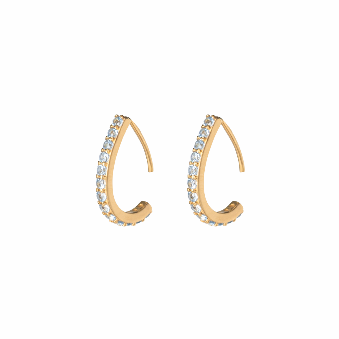 Boh Runga - Gold Plated Rocksteady Droplet Hoops CZ
