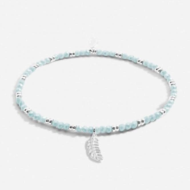 Boho Beads Feather Blue & Silver 17.5cm Stretch Bracelet 6815
