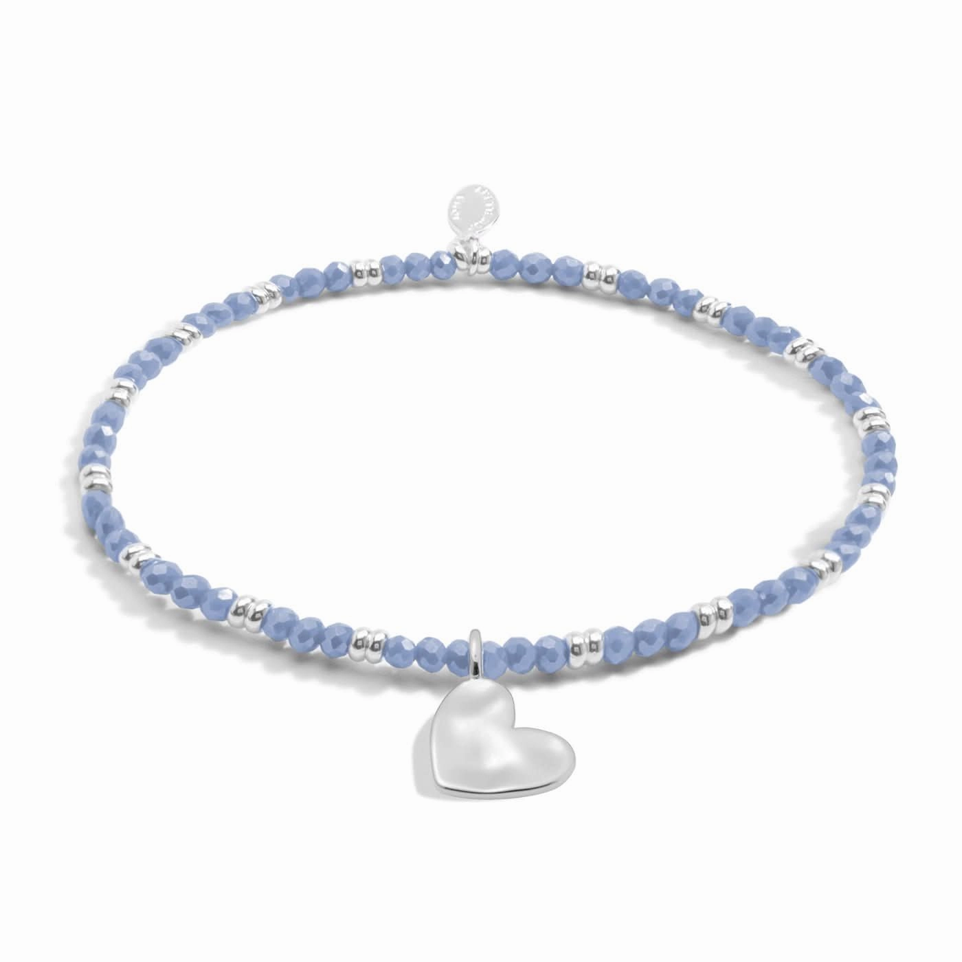 Boho Beads Heart Dark Blue Silver Plated Bracelet 7768