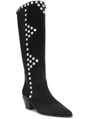 Bota Womens Leather Studded Knee-High Boots