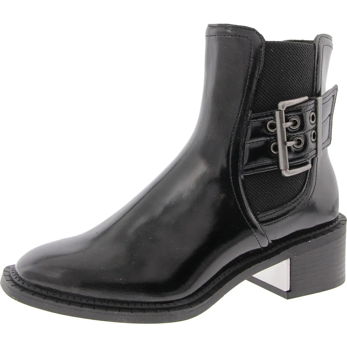 BOVEE Womens Buckle Manmade Motorcycle Boots