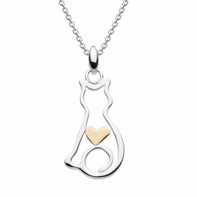 Cat with Gold Plated Heart Pendant 9391GD