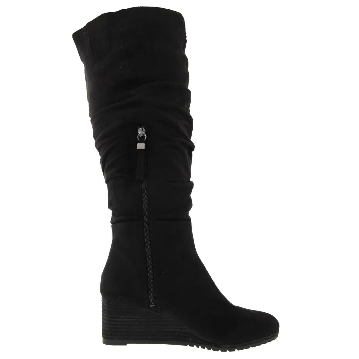 Central Womens Faux Suede Wedge Knee-High Boots