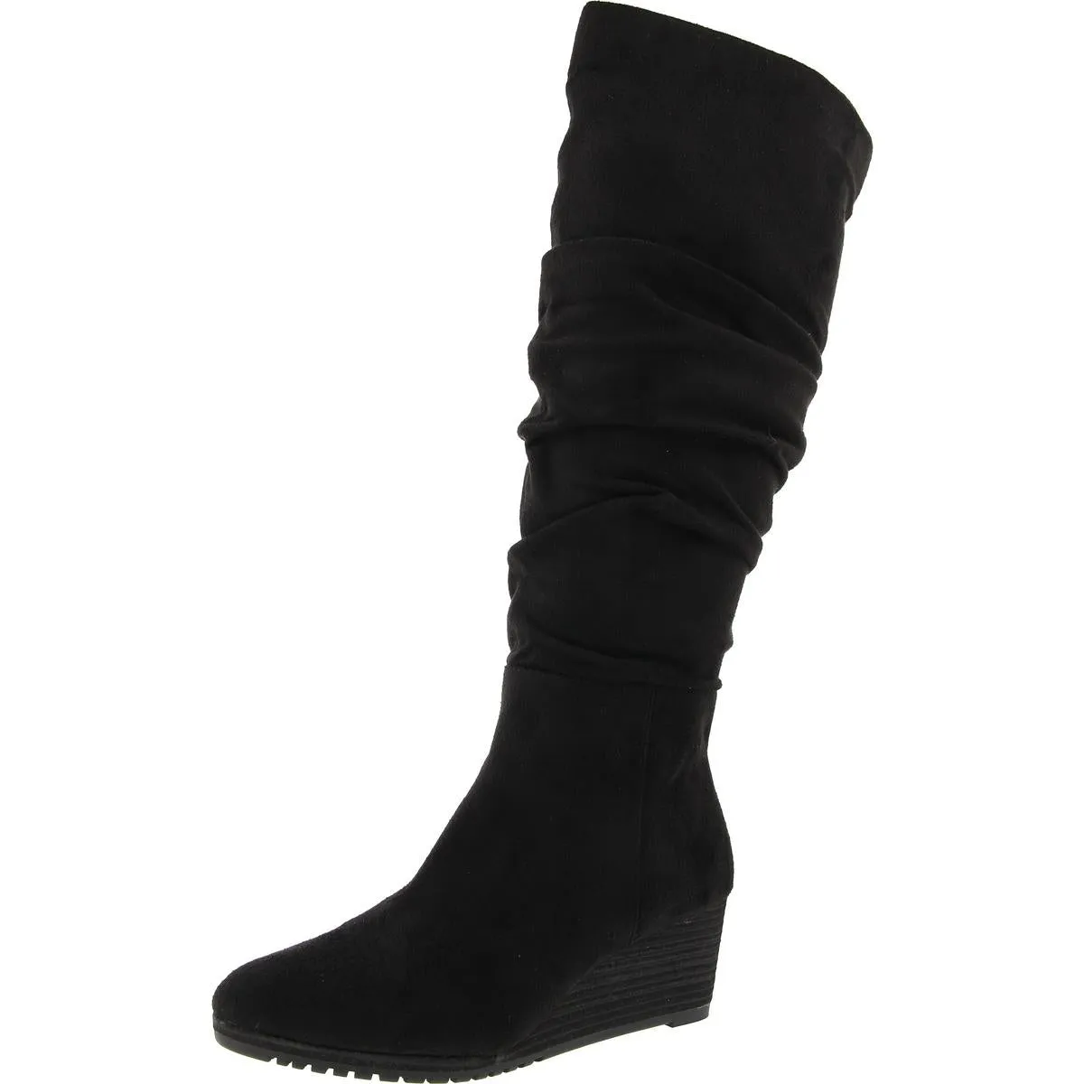 Central Womens Faux Suede Wedge Knee-High Boots