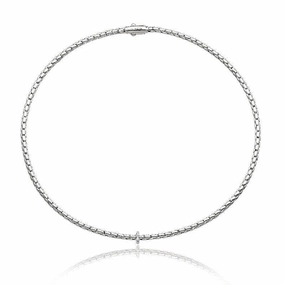 Chimento Stretch Spring 18ct White Gold 0.10ct Diamond Necklace
