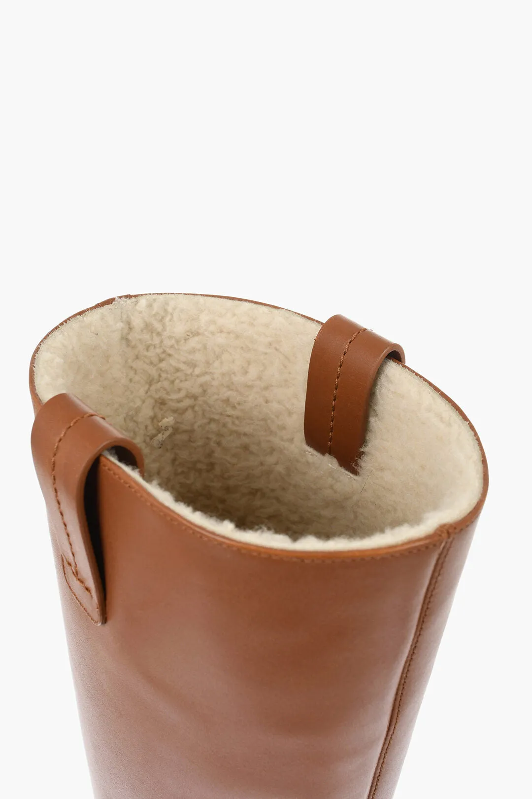 Chloe Leather Boots With Shearling Padding Heel 6 Cm