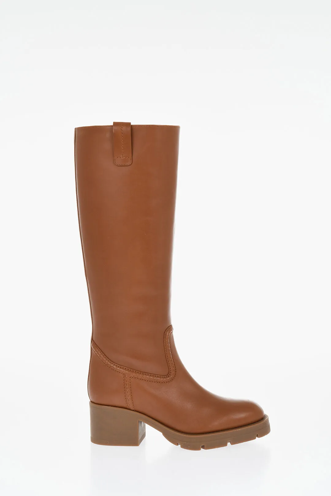 Chloe Leather Boots With Shearling Padding Heel 6 Cm
