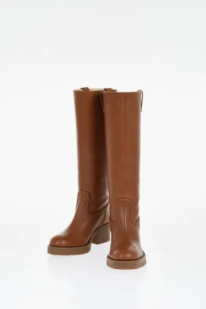 Chloe Leather Boots With Shearling Padding Heel 6 Cm