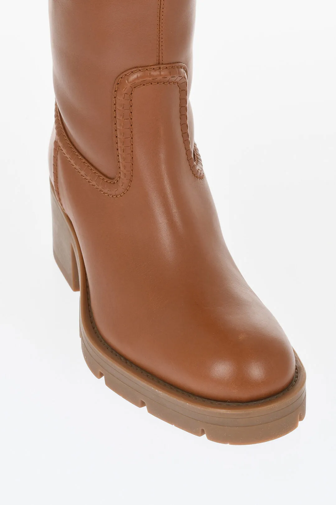 Chloe Leather Boots With Shearling Padding Heel 6 Cm