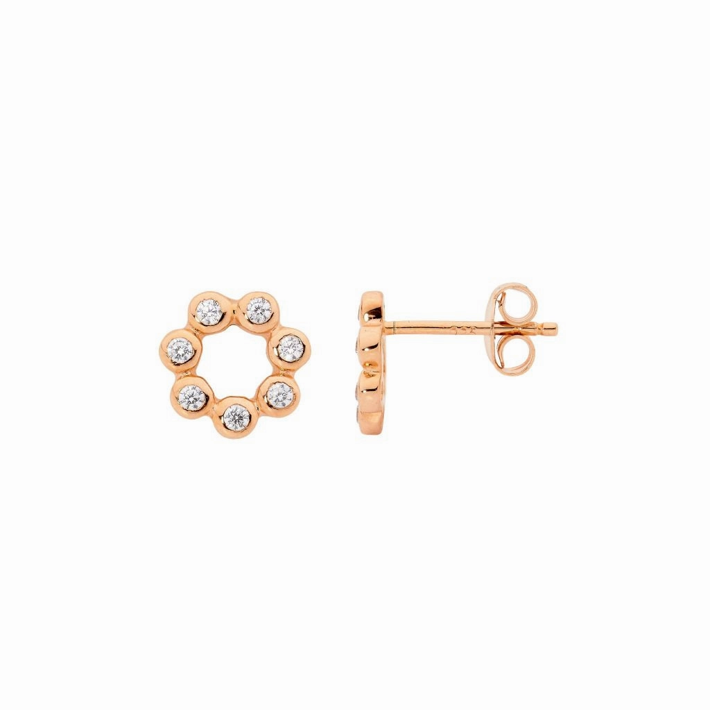 Circle CZ Stud Earrings - 3 Colours