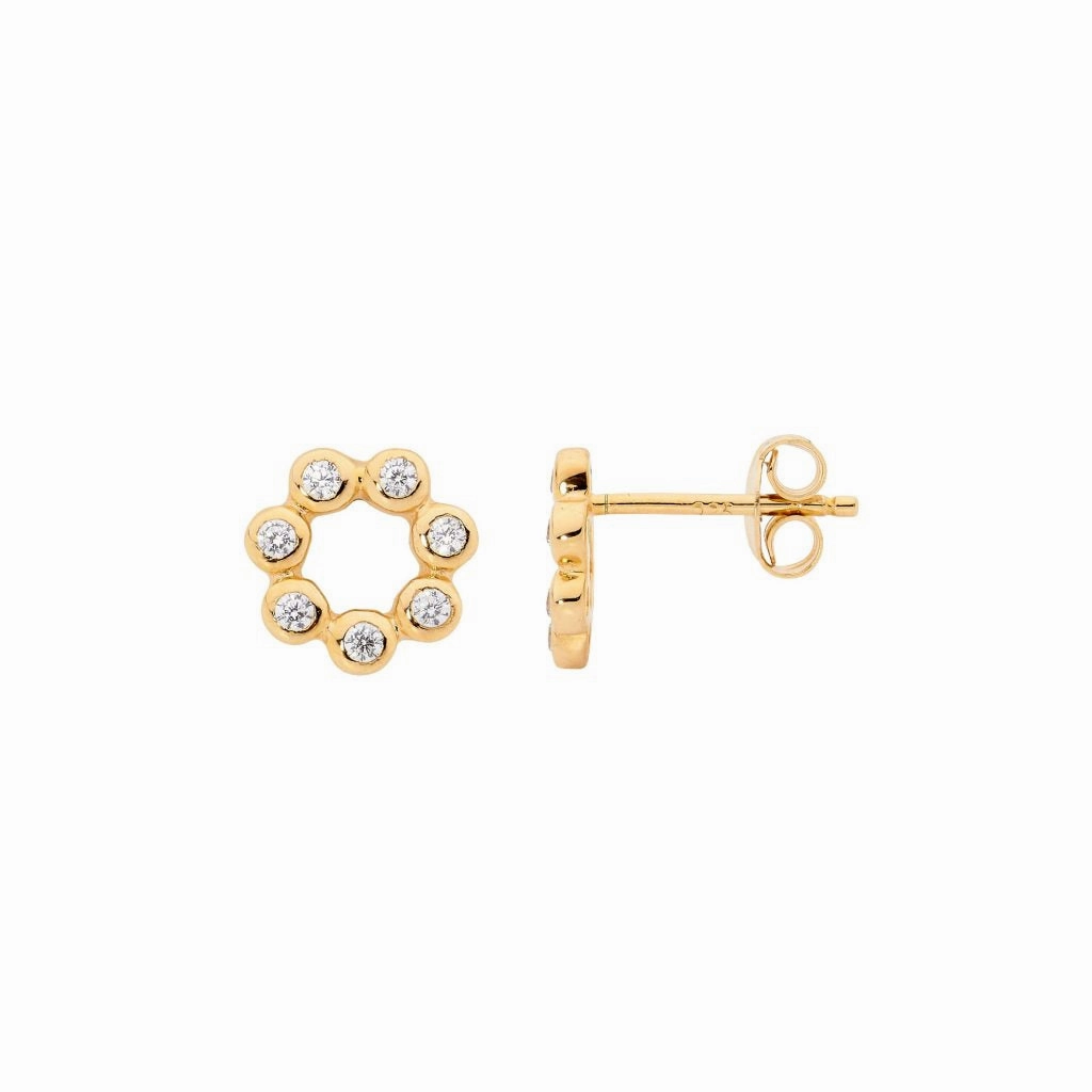 Circle CZ Stud Earrings - 3 Colours
